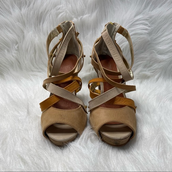 Matt Bernson Special Project Genuine Leather Strappy Stacked Heel Size 6.5 - Picture 2 of 13